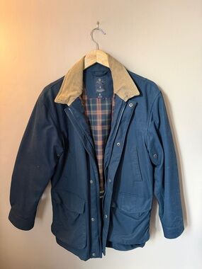 Men's Navy Field Jacket with Tan Corduroy Collar - Size S